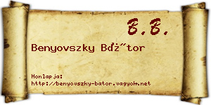 Benyovszky Bátor névjegykártya
